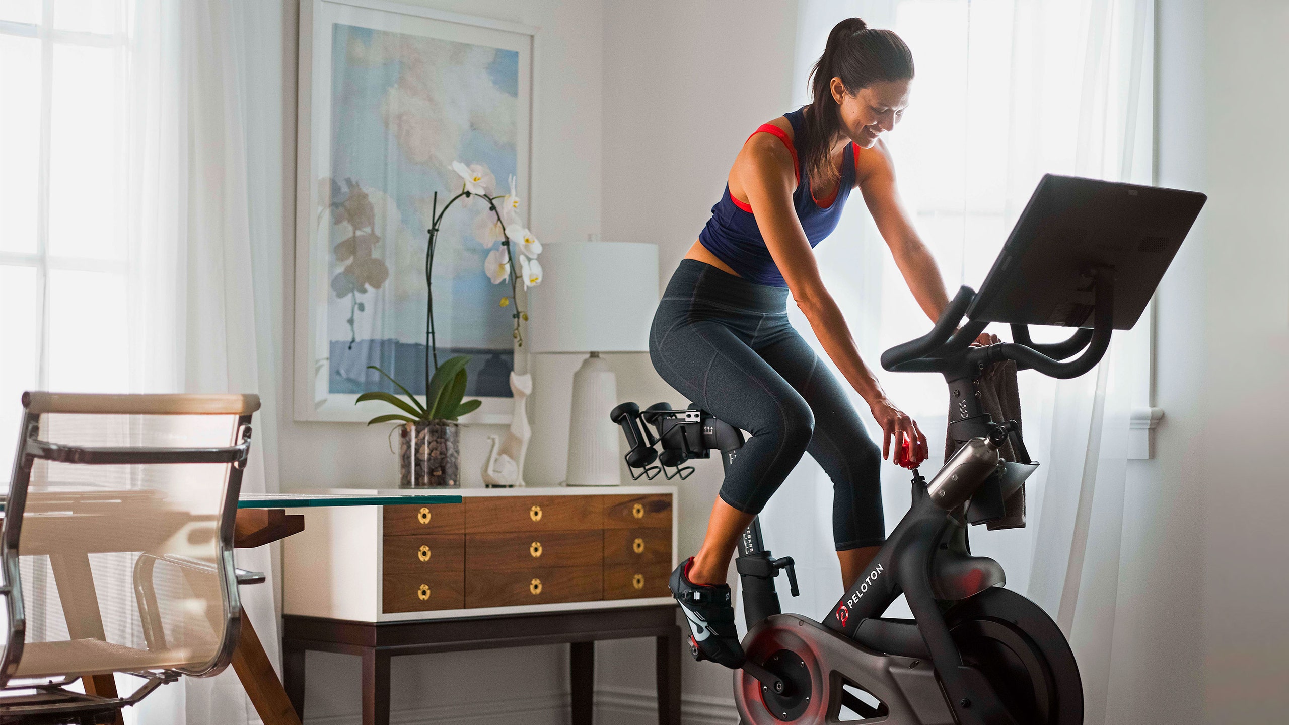 Woman on spin bike